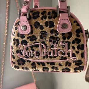 Von Dutch Pink and Leopard Mini Bag